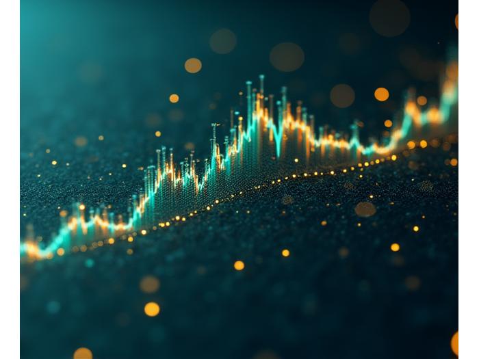 Representación abstracta de inteligencia artificial analizando datos financieros