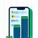 Icono de una aplicación de presupuesto mostrando gráficos de gastos